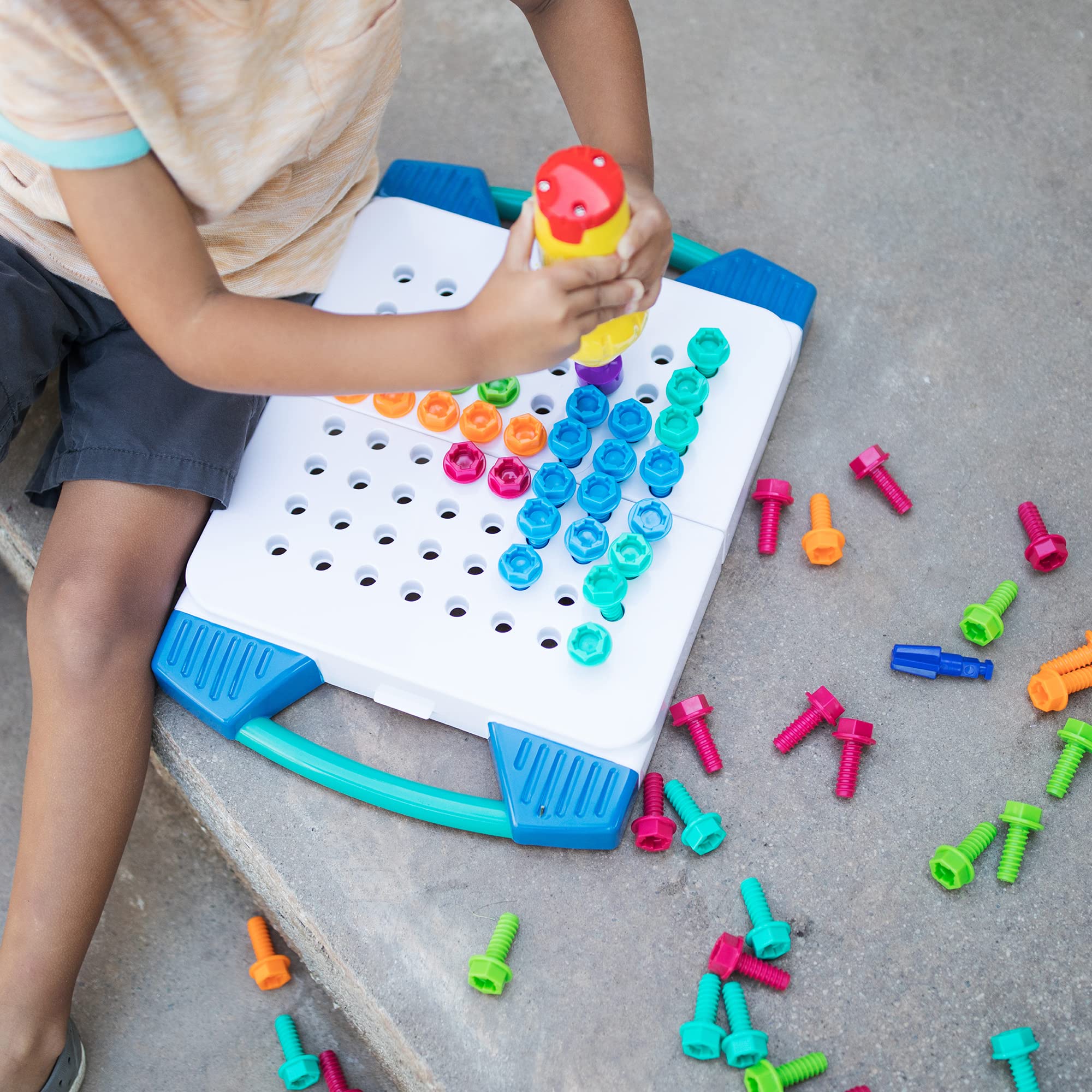 Educational Insights Design & Drill Take-Along Toolkit - 66 Piece Kids STEM Toy Set with Electric Drill, Construction Learning Activity for Boys & Girls Ages 3+ | Perfect for Preschool Classroom, Birthday Gifts & Early Engineering Skills Development