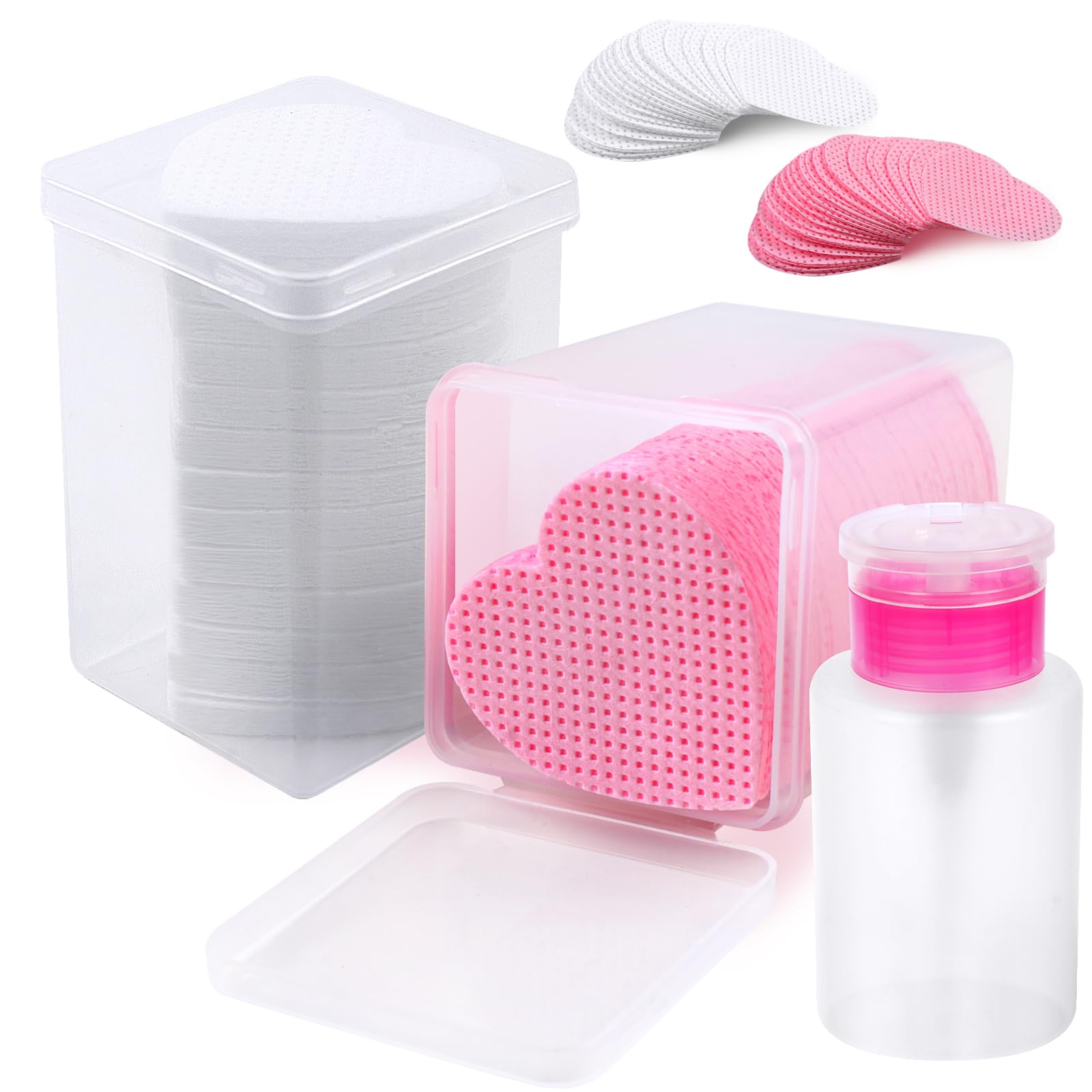 400PCS Lint-Free Nail Wipes with Pull-Down Pump Dispenser - Super Absorbent Non-Woven Eyelash Glue Remover Wipes for Lash Extensions & Nail Salon Supplies (Pink & White) - Perfect for Professional Salons, Home Nail Care & Eyelash Extension Maintenance