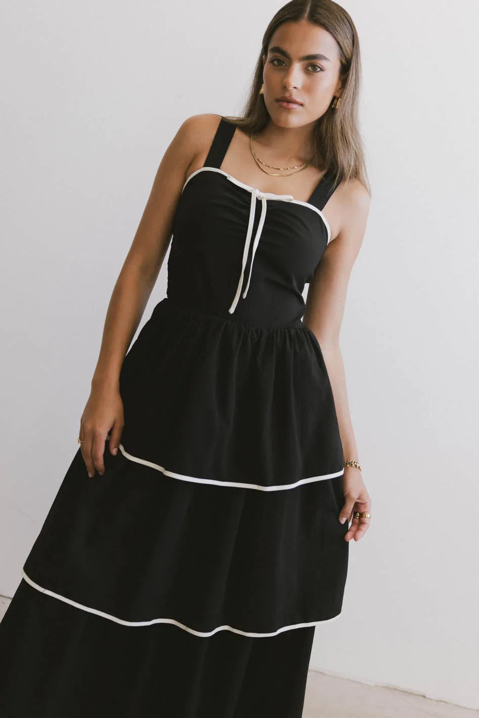 Liza Black Contrast Trim Dress - Elegant & Stylish Women's Fashion for Parties, Dates & Special Occasions