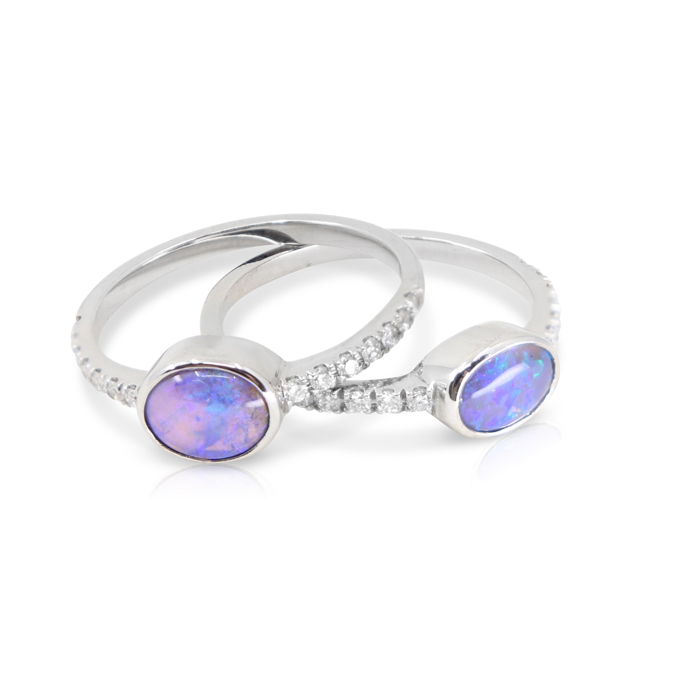 Exquisite White Gold Coober Pedy Black Opal & Diamond Ring for Women | Elegant Jewelry Gift for Anniversary, Engagement & Special Occasions