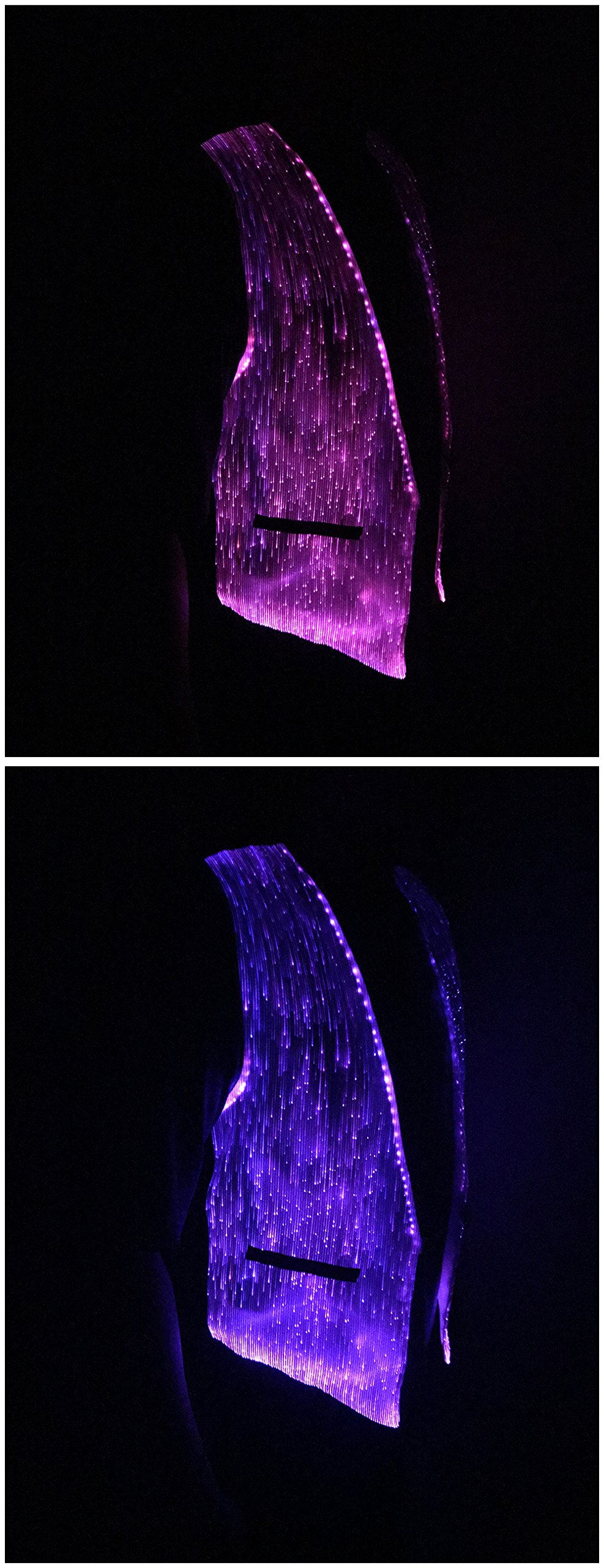 LED Fiber Optic Light Up Vest for Men - Glow in the Dark Luminous Waistcoat with Mobile App Control (XXL, White) - Perfect for Rave Parties, Concerts, Night Running and Festivals
