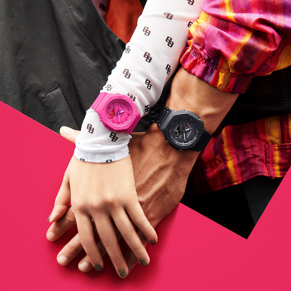 G Shock GA2100P-1A Blazing Pink 'CasiOak' Digital Analog Watch - Stylish & Durable for Outdoor, Sports & Everyday Wear