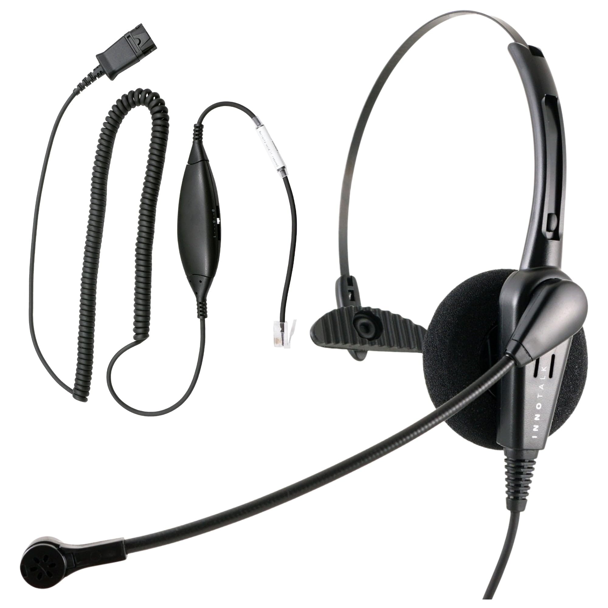 INNOTALK Smart RJ9 Headset Adapter - Universal Phone Headset Compatibility for Most Phones | Cost-Effective Monaural Headset | Perfect for Call Centers, Offices & Remote Work