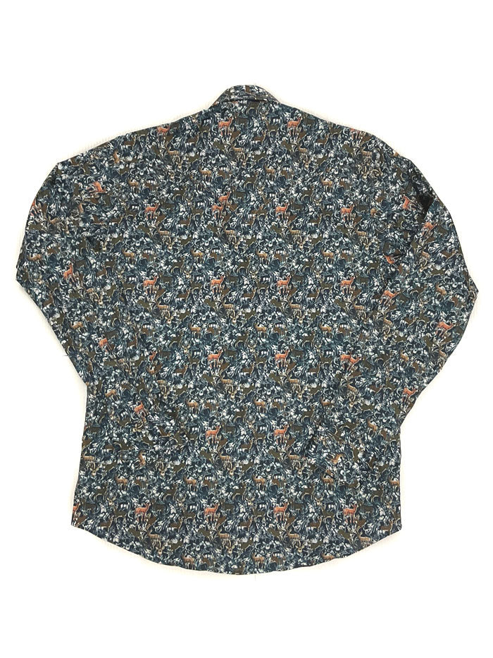 Madison Creek 301 BLDP Men's Long Sleeve Shirt - Blue Deer Print Flannel Shirt for Outdoor Camping & Casual Wear