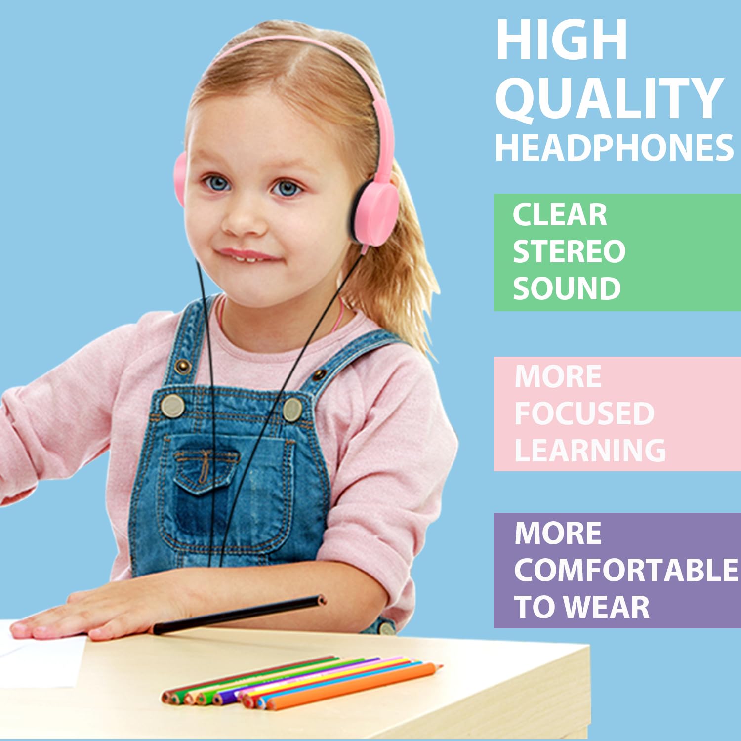 8 Pack Kids Headphones Bulk for Classroom - Durable School Headphones for Students, Children & Teens - 8 Mixed Colors - Perfect for Classroom Learning, Online School & Homeschooling