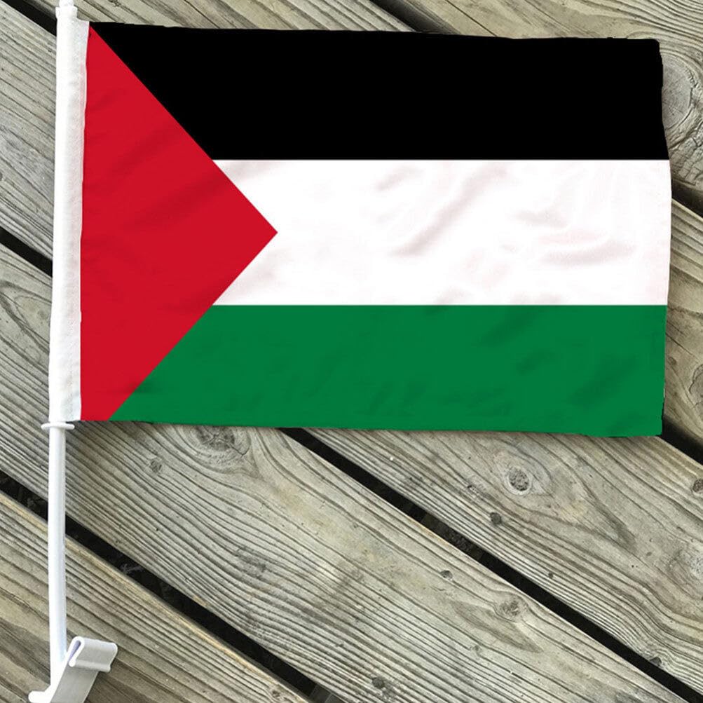 2 Pack Palestine Car Flags with Pole - Palestinian Vehicle Banner for Windows, Bumpers & Parades - Show Support with Durable Car Accessories for Cars, Trucks & SUVs