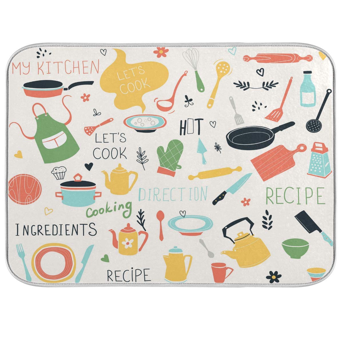 Reversible Dish Drying Mat 18x24 Inch - Non-Slip Sink Mat for Kitchen & Countertop Use