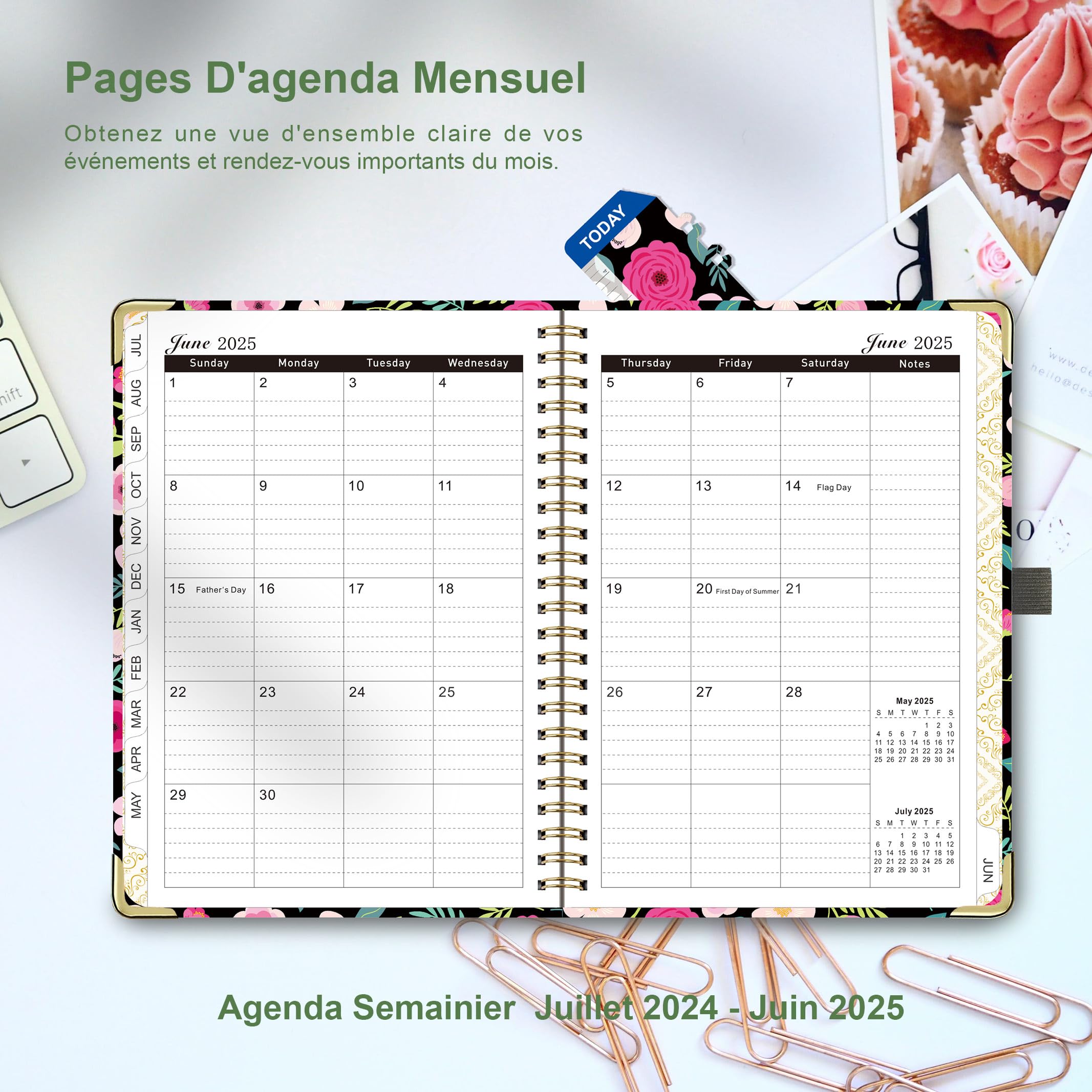 2024-2025 A5 Spiral Weekly Planner - July 2024 to June 2025 Academic Diary with Pen Loop, Ruler Bookmark & Stickers | School, Office & Personal Organization Planner