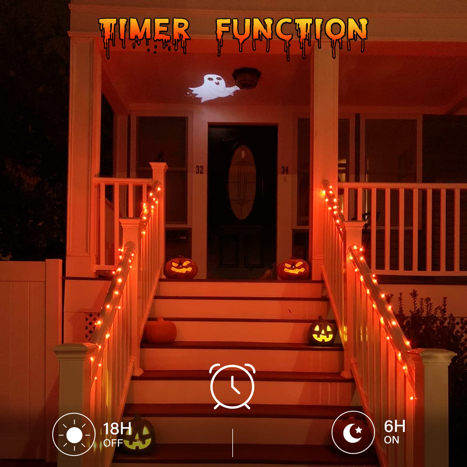Dalugo 10ft Orange Fairy Lights - 30 LED Battery Operated String Lights with Timer for Halloween & Autumn Decor | Indoor & Outdoor Use for Parties, Weddings, Home & Garden Decor
