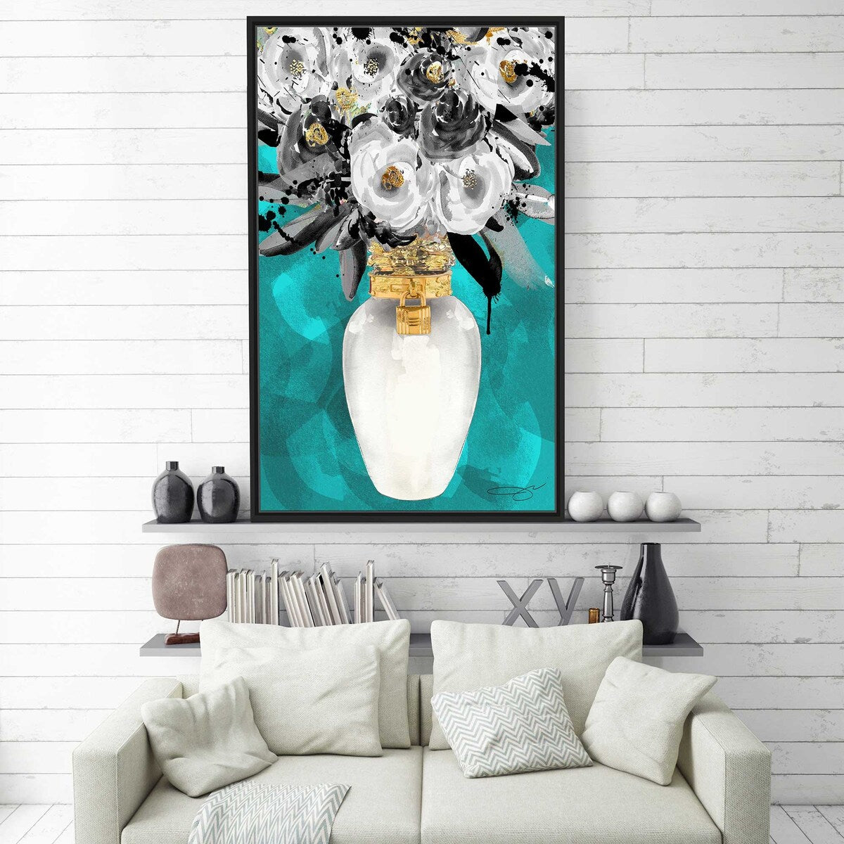 Always Fresh Blue by Jodi - Modern Abstract Art Print on Floating Canvas - Perfect for Living Room, Bedroom & Office Wall Decor