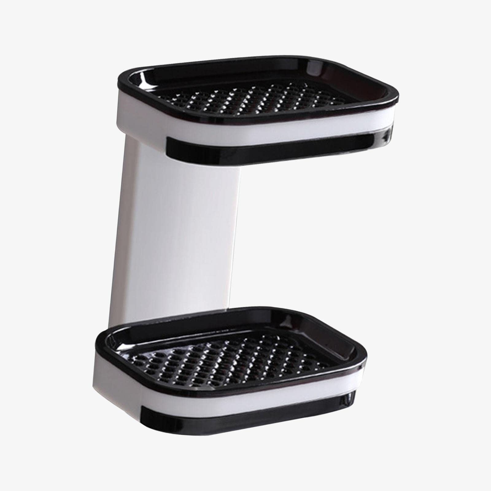 Double Layer Plastic Soap Dish Box with Drain Holes - Bathroom & Kitchen Soap Storage Rack Organizer - Self Draining Soap Holder for Shower, Sink, and Drawer - Black
