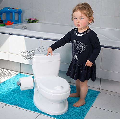 ToyLet Baby & Toddler Potty Training Toilet with Comfortable Seat, Lid, Flushable Wipes Storage & Paper Roll Holder - White | Ideal for Girls & Boys Learning Independence | Perfect for Home, Daycare & Travel Use