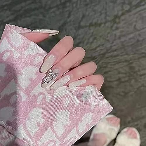 Milky White Medium-Length Pointed Flash 3D Bow