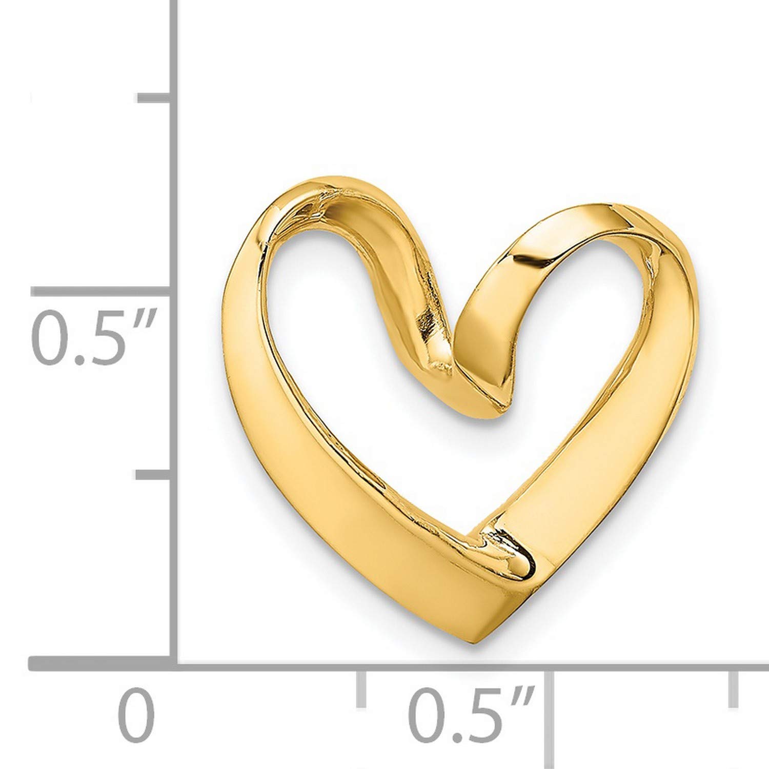 14k Yellow Gold Polished Heart Chain Slide Pendant - 16mm x 16mm - Elegant Jewelry Gift for Women - Perfect for Valentine's Day, Anniversary & Special Occasions