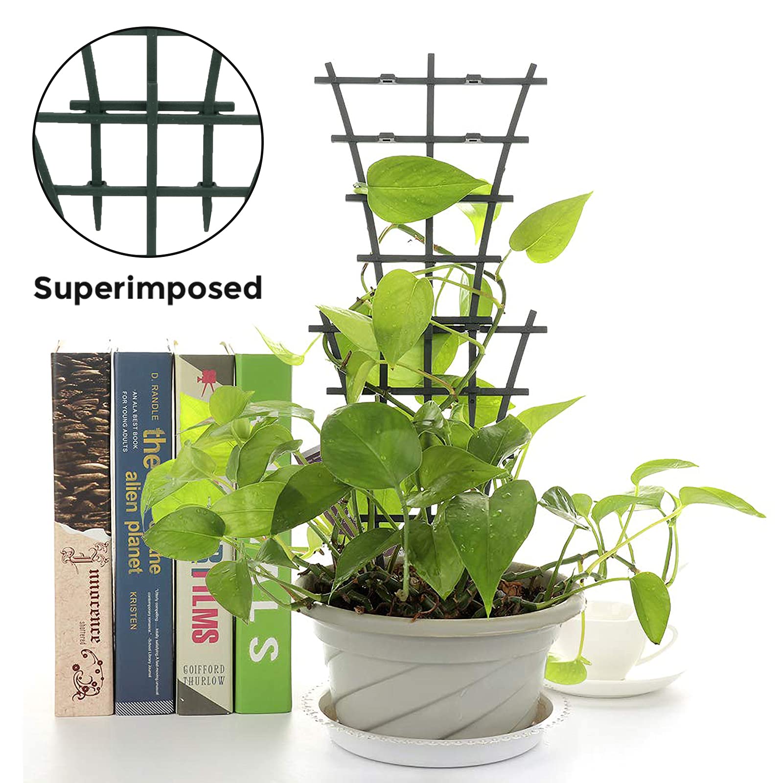12 Pcs DIY Garden Plant Climbing Trellis - Plastic Superimposed Potted Plant Support for Indoor/Outdoor Vines, Flowers & Vegetables | Perfect for Balcony Gardens, Vertical Gardening & Container Plants