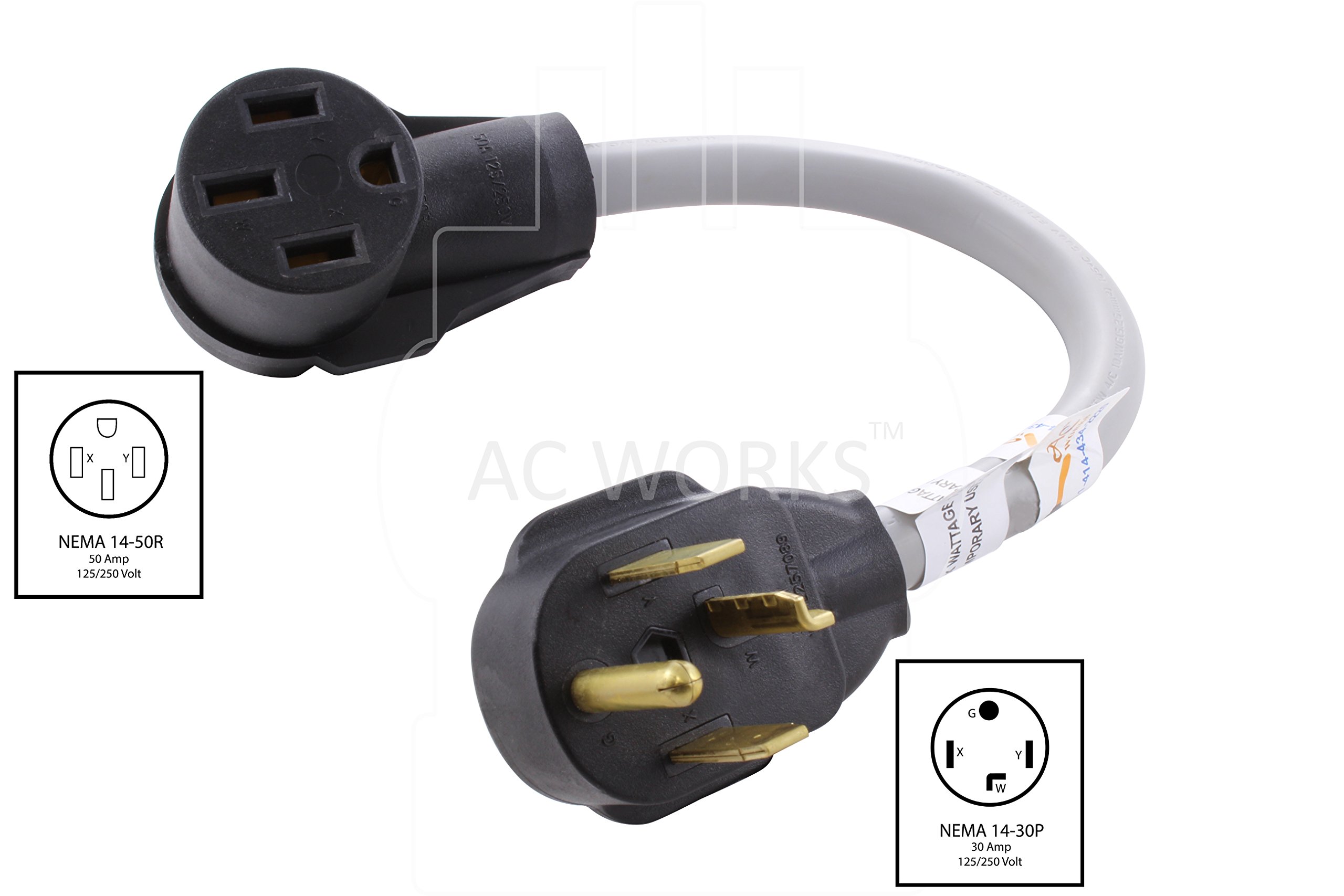 AC WORKS EV Charging Adapter for Tesla - NEMA 14-30P 4-Prong Dryer Outlet to Tesla Connector | Fast Charging Solution for Home & Travel Use