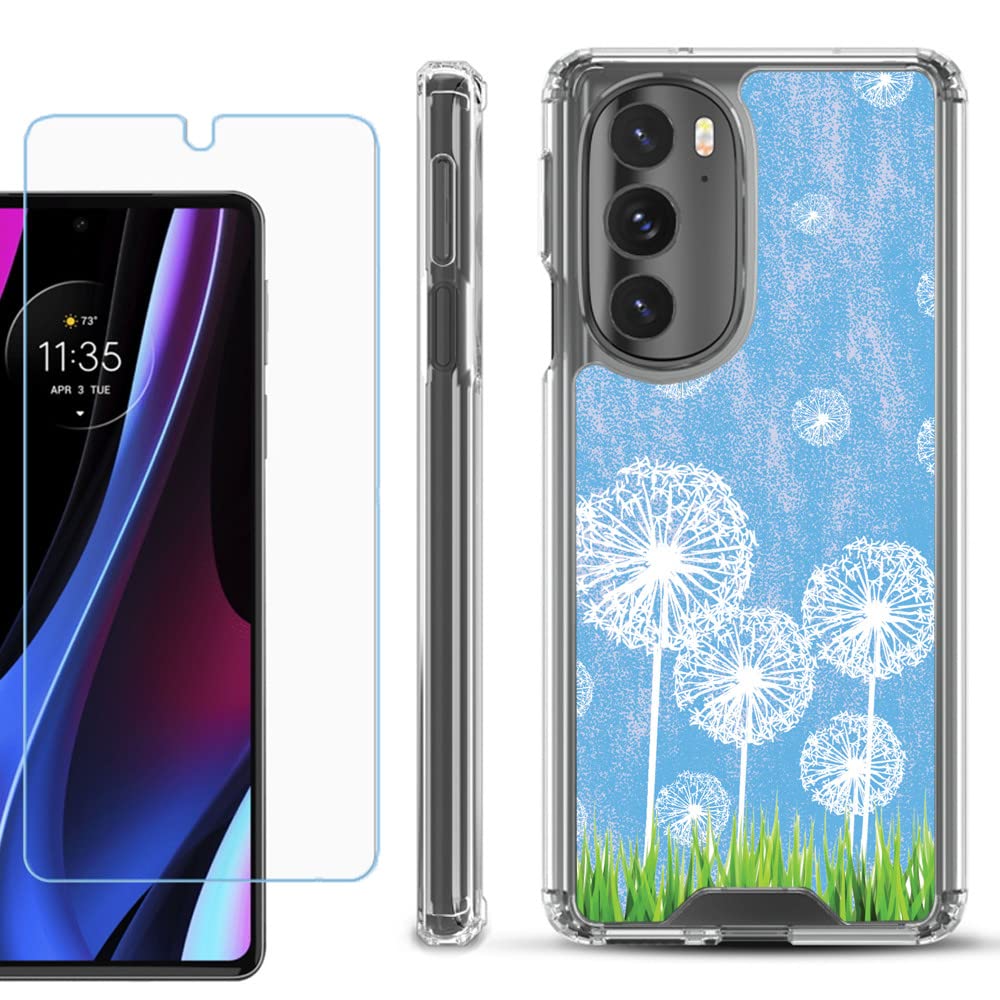 Shockproof Moto Edge+ 5G Case with Screen Protector - Dandelion Sky for Outdoor Protection