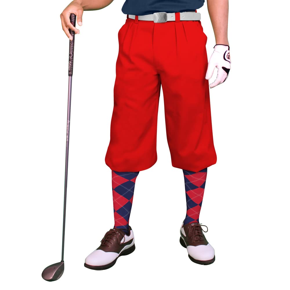 Premium Red Microfiber Golf Pants for Men - Stretchable & Breathable Plus Fours - Ideal for Golfing, Casual Wear & Outdoor Activities