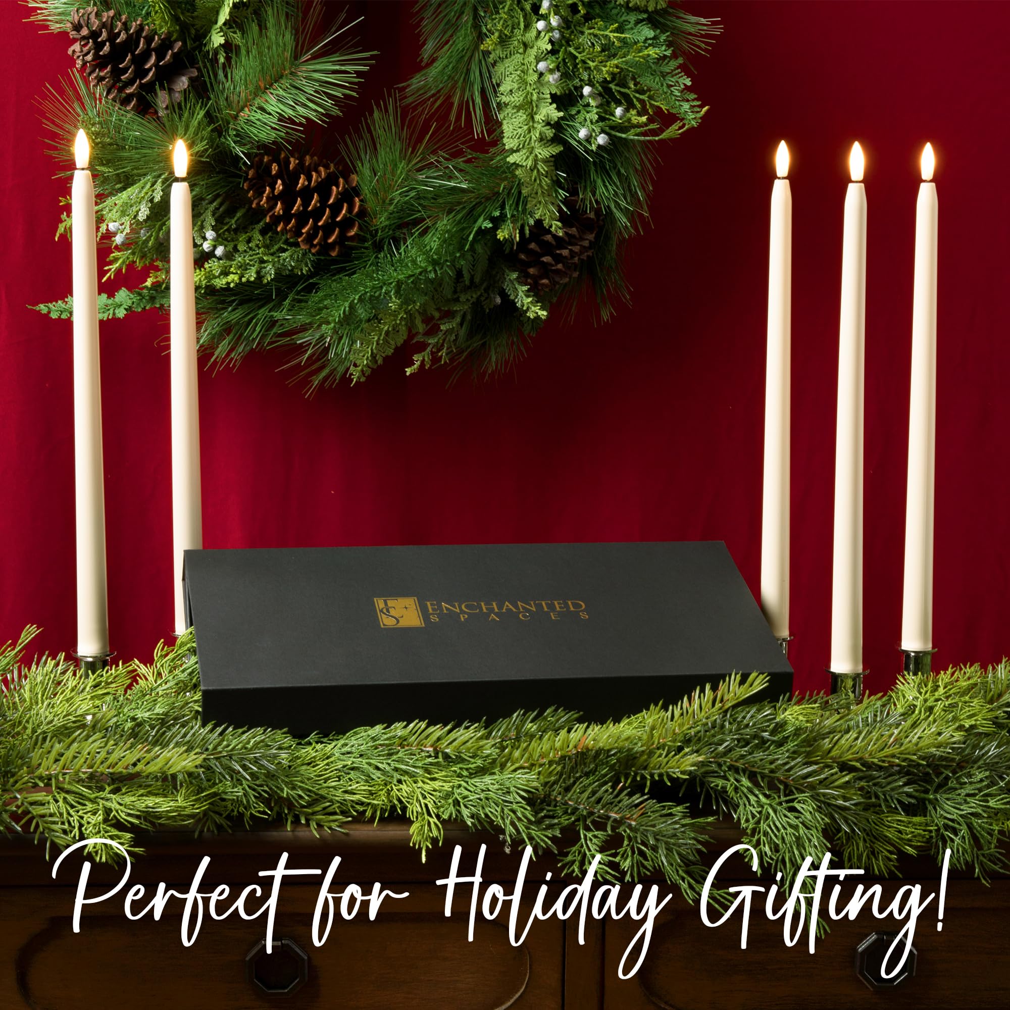 Premium Gold Foil Embossed Gift Box - Set of 5 Flameless LED Ivory 14