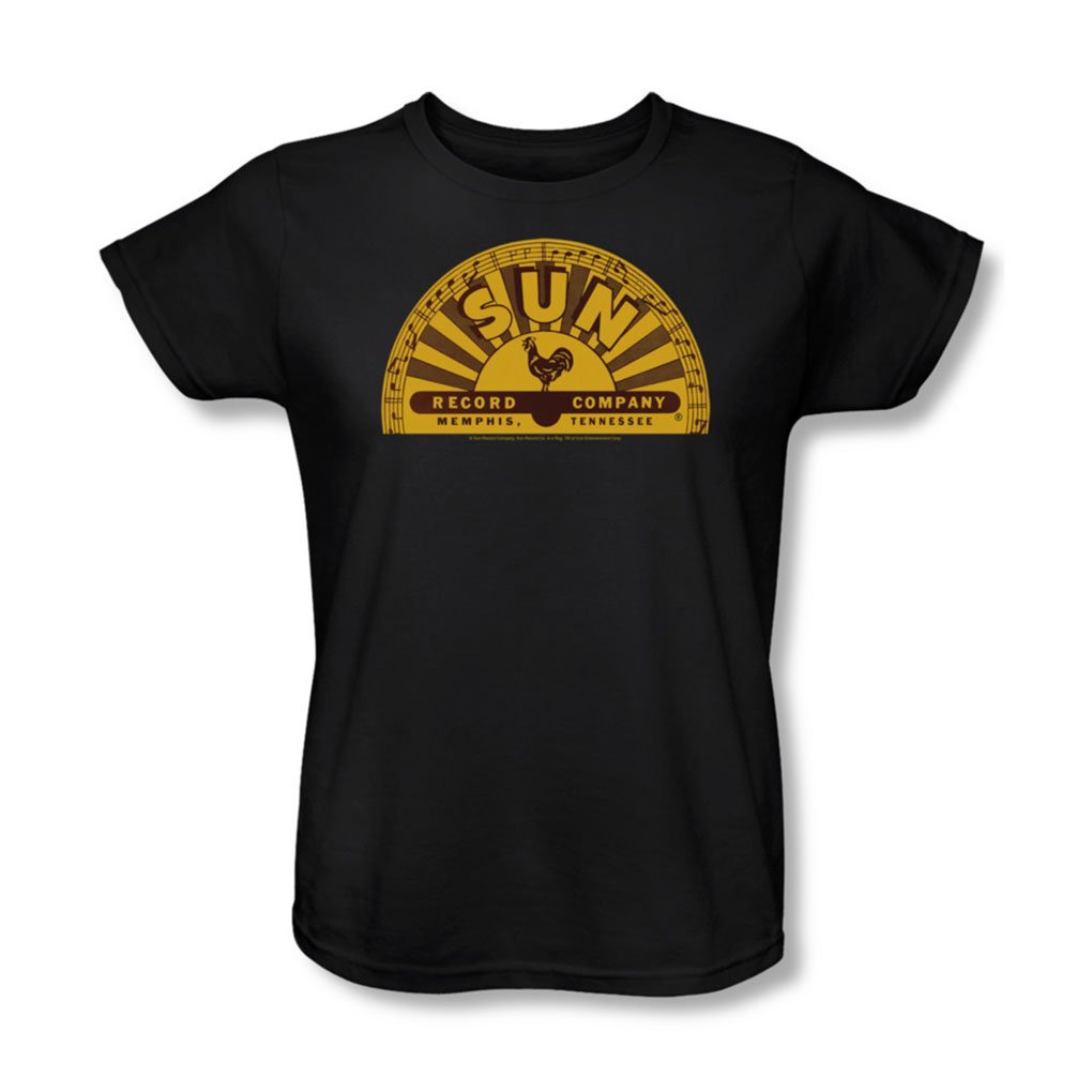 Sun Records Women's Black Logo T-Shirt - Vintage Music Style