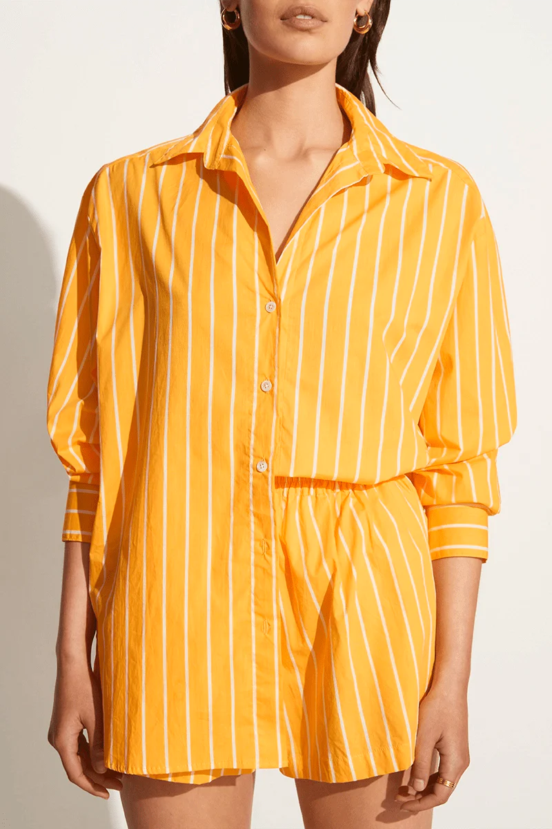 Daija Shirt - Adia Stripe Citrus Print Women's Casual Top | Summer Beachwear & Vacation Outfit