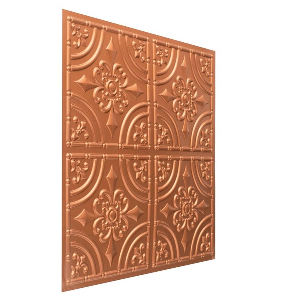 25-Pack Wrought Iron Faux Tin Ceiling Tiles in Copper Finish - Vintage Style Metal Ceiling Panels for Home, Restaurant & Office Decor
