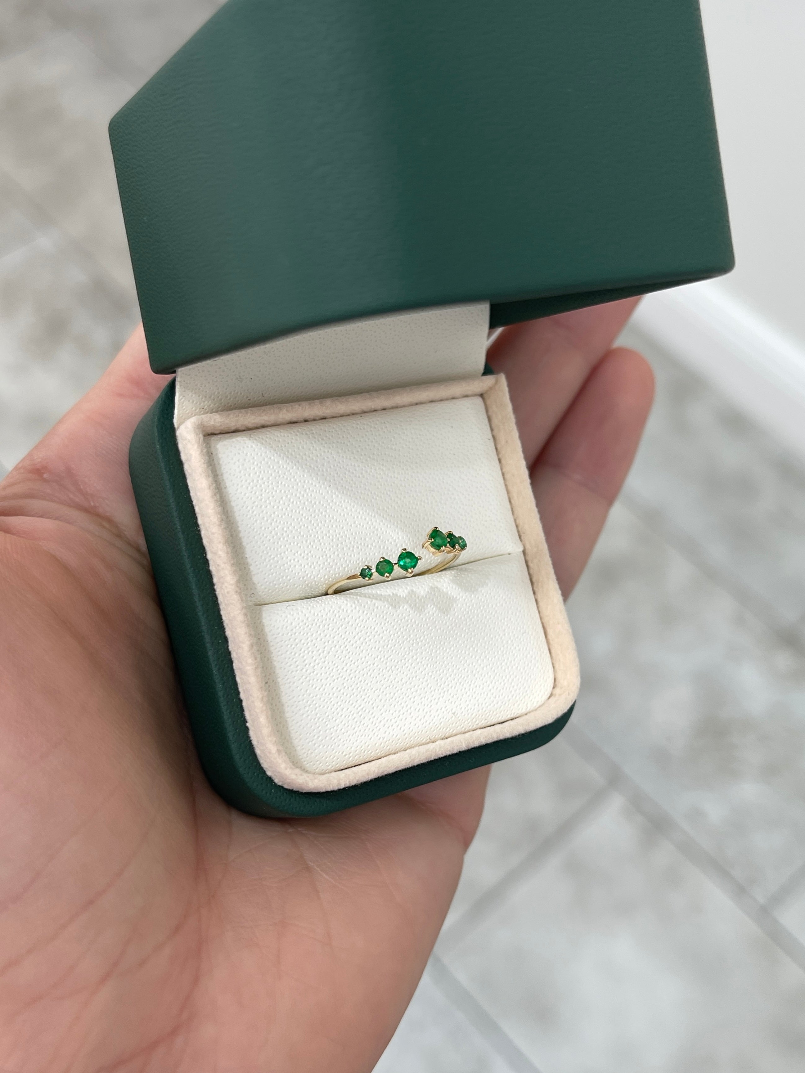 14K Gold Petite Emerald Open Band Ring for Women - Elegant Everyday Jewelry for Casual Wear, Office & Special Occasions