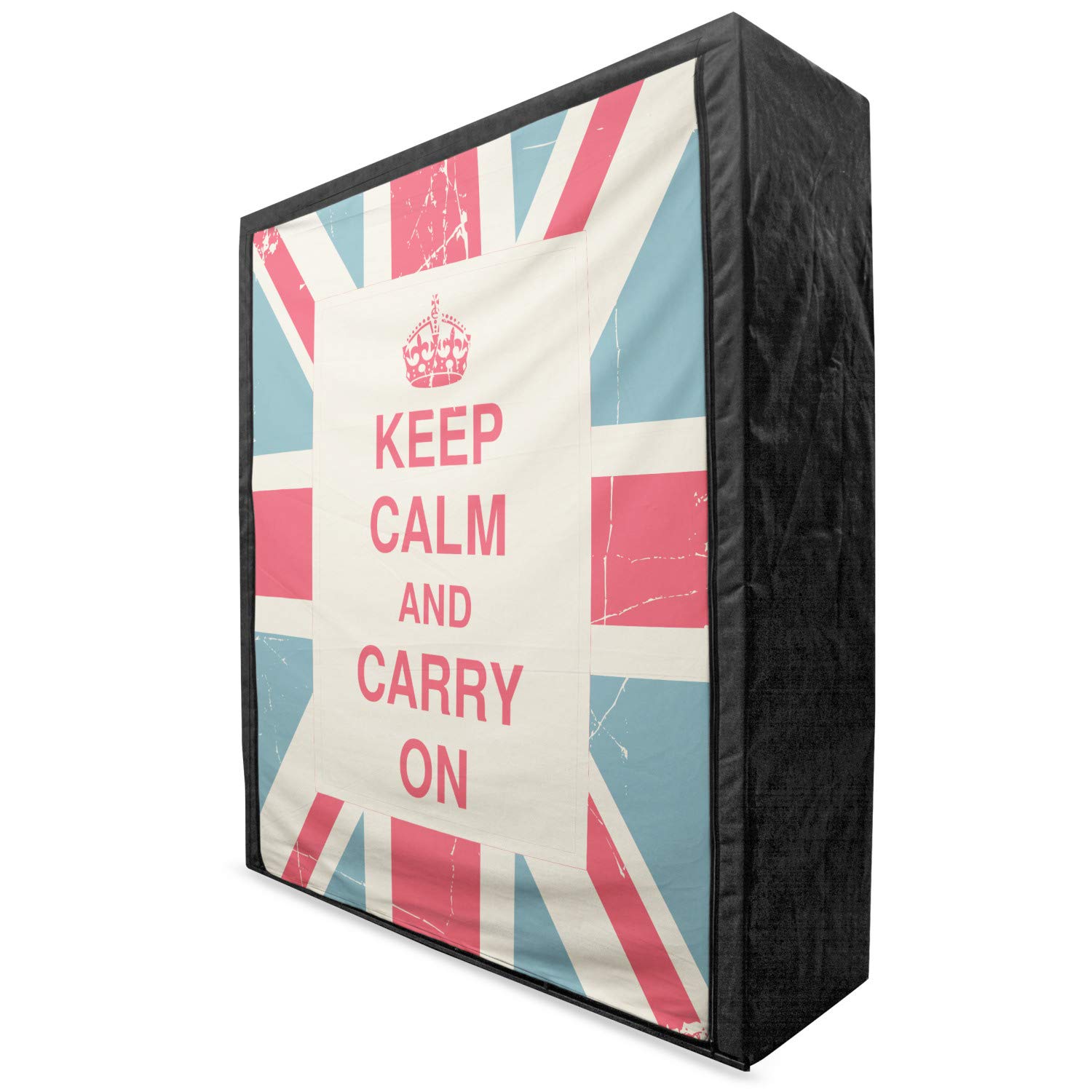 Ambesonne Portable Fabric Wardrobe - British Flag Vintage Design Clothing Organizer with Shelves, 59 Inch, Peach Dark Coral Blue - Perfect for Bedroom, Closet & Travel Storage | Space-Saving Home Organization Solution