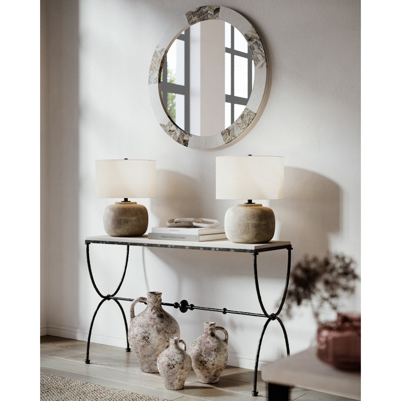 Modern Agora Console Table - Entryway Sofa Table with Storage Shelf, Farmhouse Style Hallway Accent Table for Living Room, Bedroom & Foyer Decor