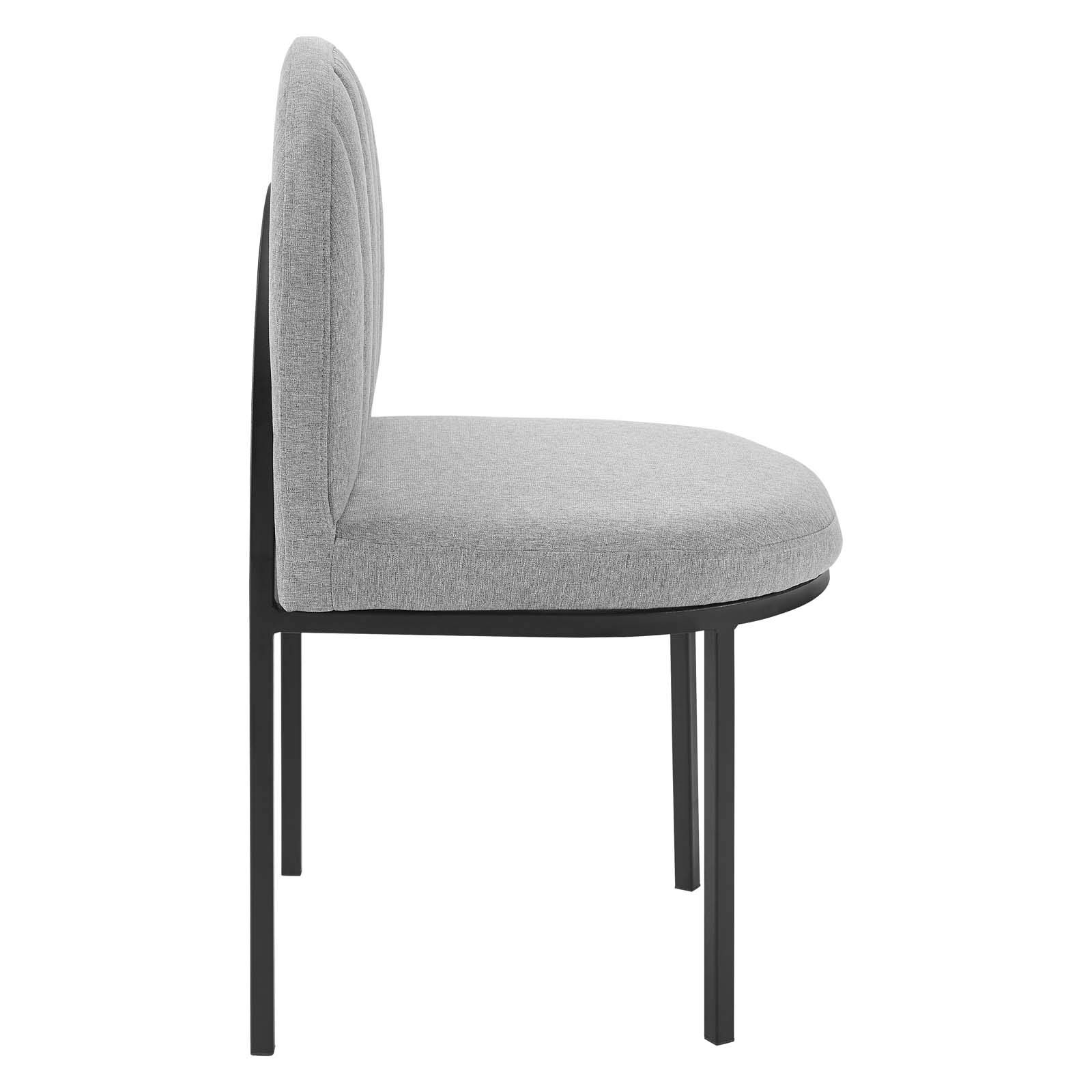 Modway Isla Dining Side Chair Set of 2 - Upholstered Fabric Chairs in Black & Light Gray for Kitchen, Dining Room, or Breakfast Nook