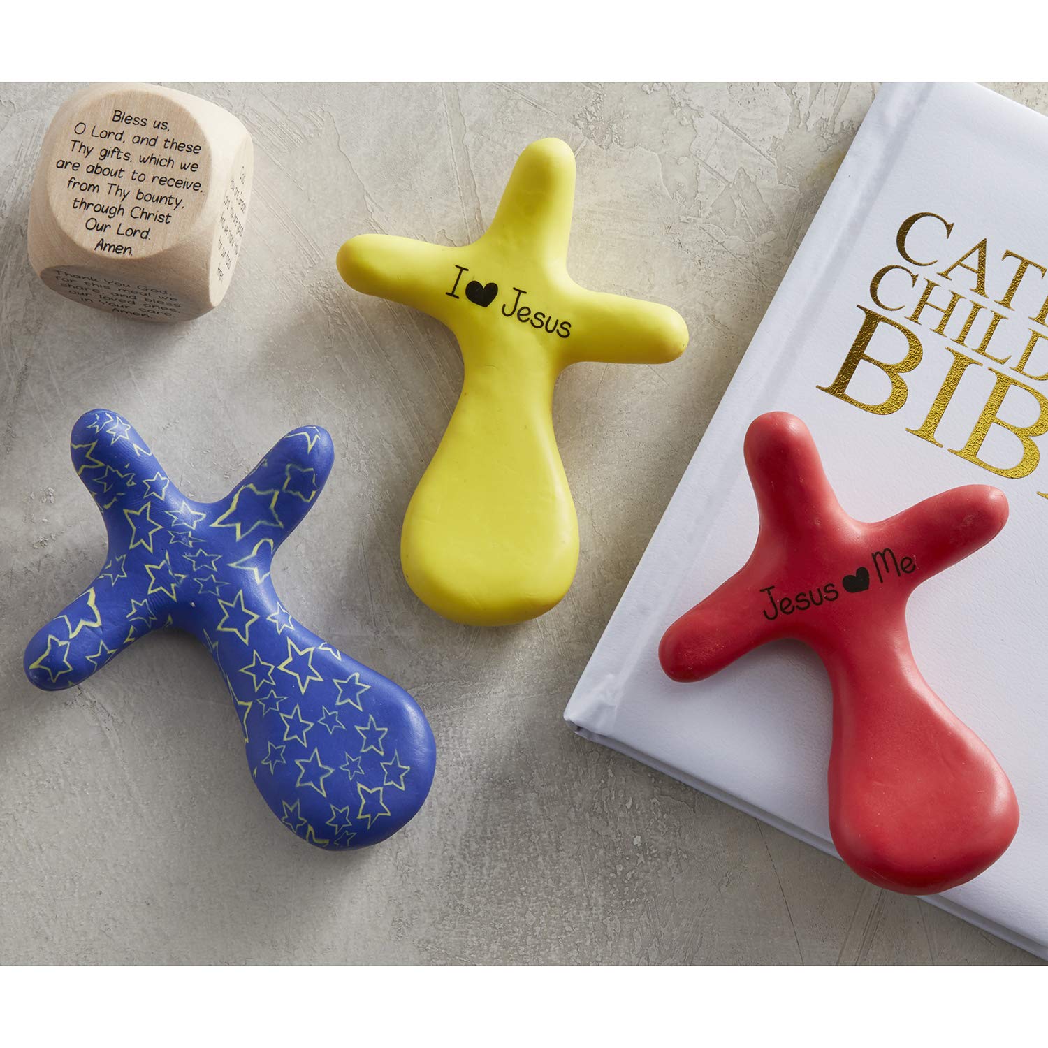 CB Catholic Creative Brands Faithworks - Polymer Clay My Prayer Cross, 2.75 x 4-Inch, Blue - Religious Gift for Baptism, First Communion & Home Decor