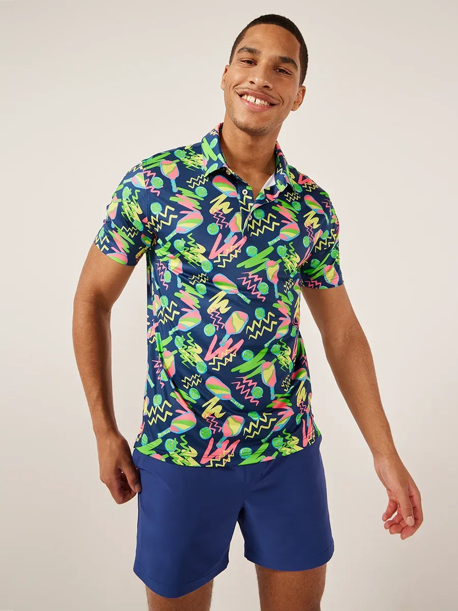 Chubbies The Backhand Winner Performance Polo Shirt for Men - Moisture-Wicking & Breathable Golf Tennis Activewear - Navy Blue
