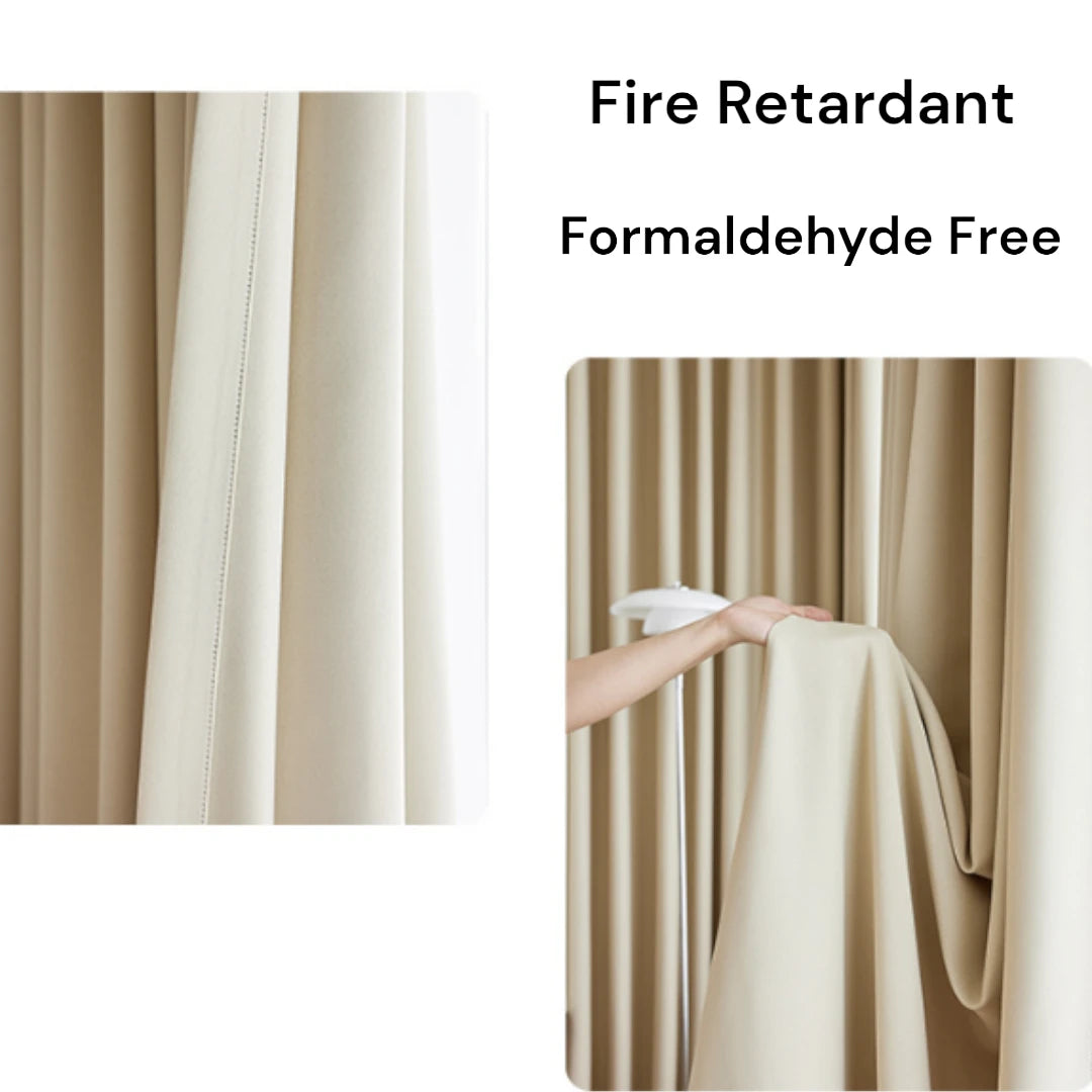 Veda Polyester Fire Retardant Blackout Grommet Curtains - Thermal Insulated Window Drapes for Bedroom, Living Room & Office (Custom Size Available)