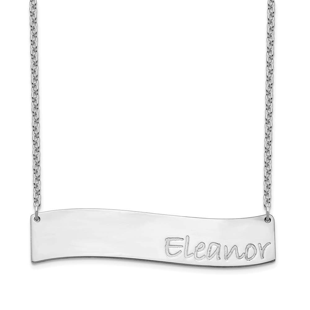 925 Sterling Silver Wavy Bar Pendant Necklace - 18