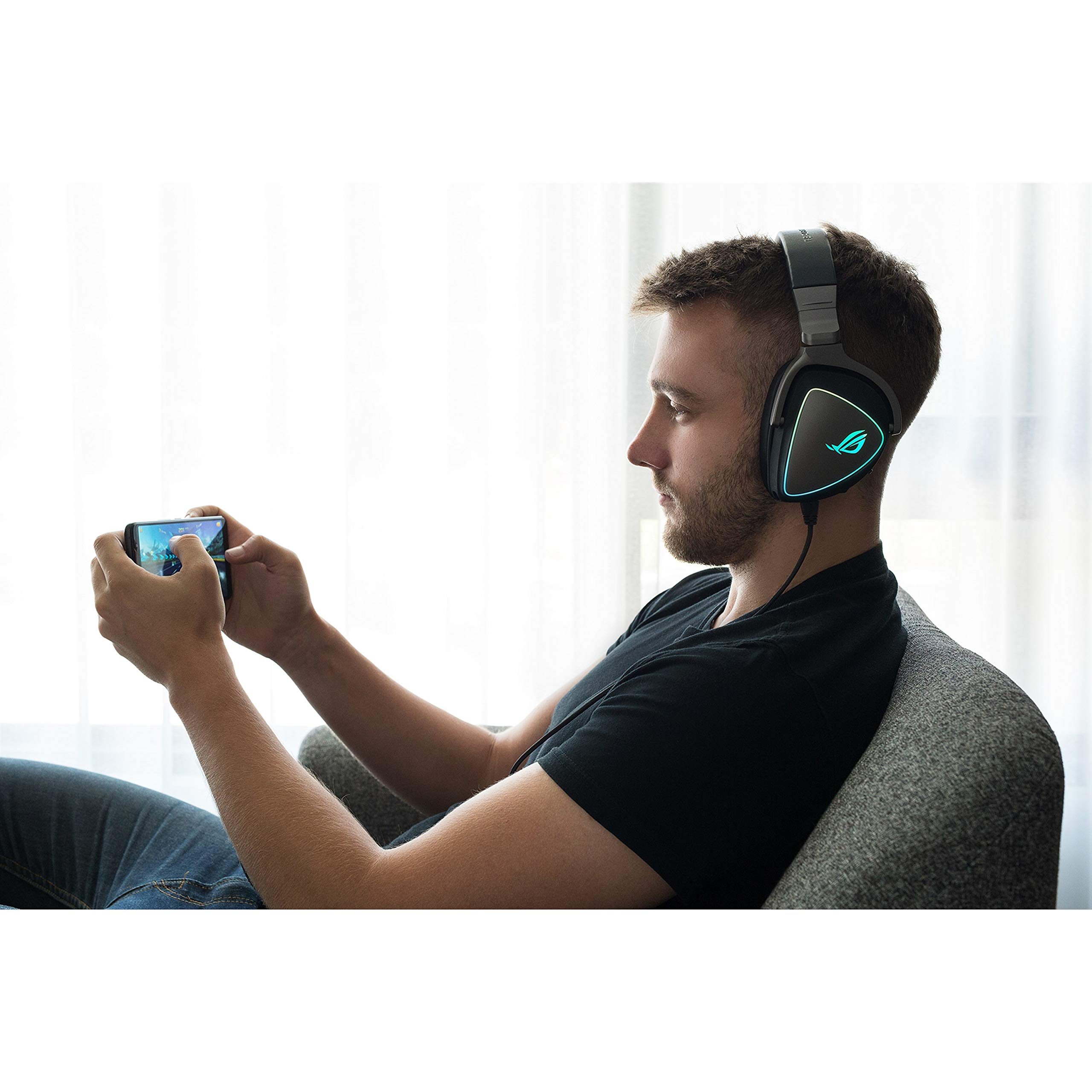 ASUS ROG Delta USB-C Gaming Headset with Hi-Res ESS Quad-DAC - Noise Cancelling Mic, Aura Sync RGB - Compatible with PC, Mac, PS4, Discord & Teamspeak - Perfect for Competitive Gaming & Streaming
