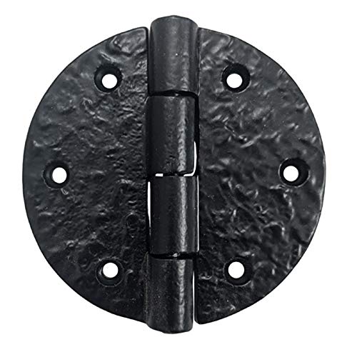 Antique Iron Round Cabinet Hinge - 12 Pack, Black Powder Coated - Heavy Duty Trunk & Furniture Hardware for Vintage Restoration Projects