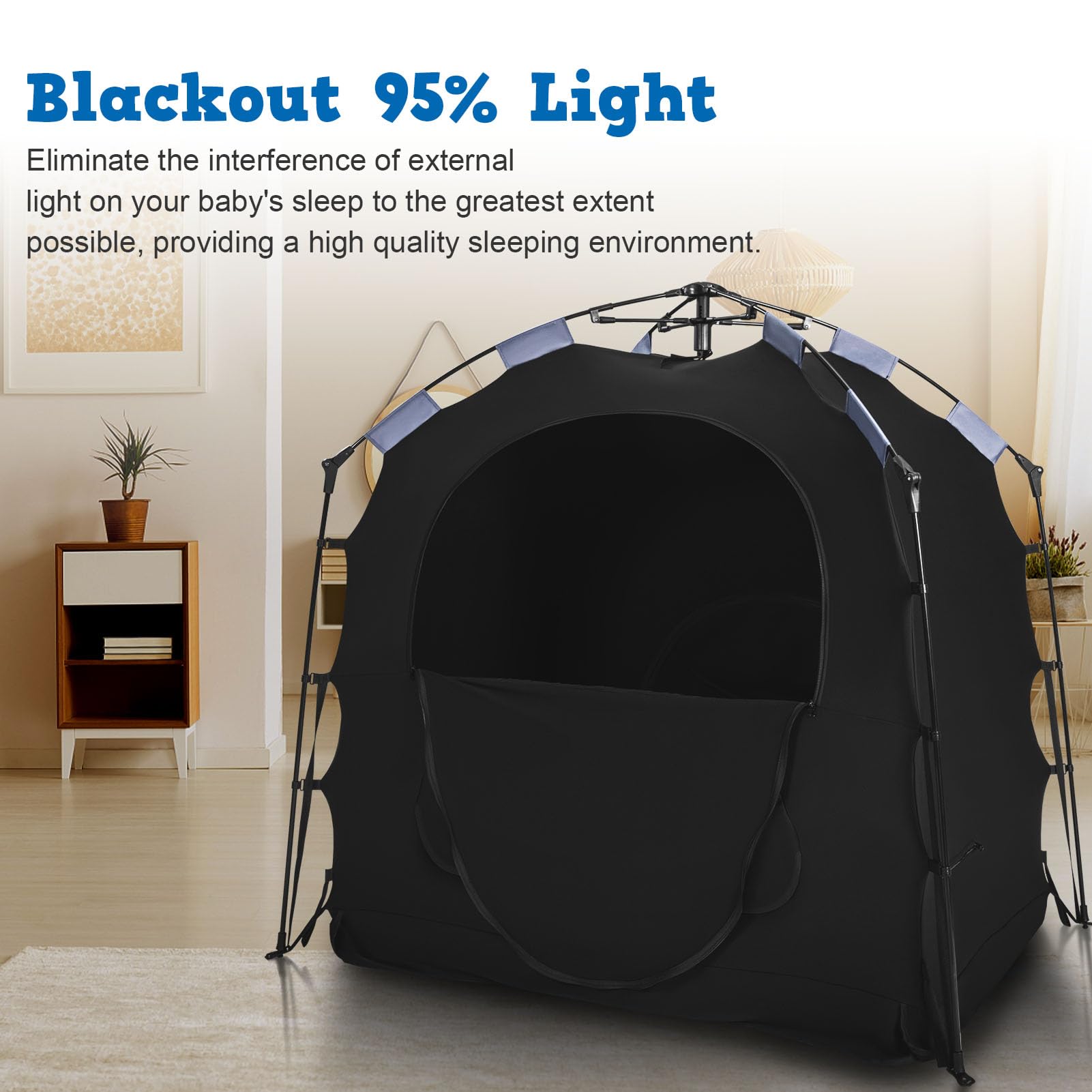 **Blackout Crib Cover for Baby - Easy Install Sleep Pod & Travel Canopy, Blocks 95% Light - Perfect for Nursery, Travel & Daytime Naps**