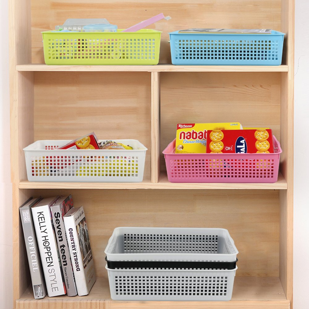 Colorful Plastic File Baskets (6-Pack) - Paper Organizer for Office & Home