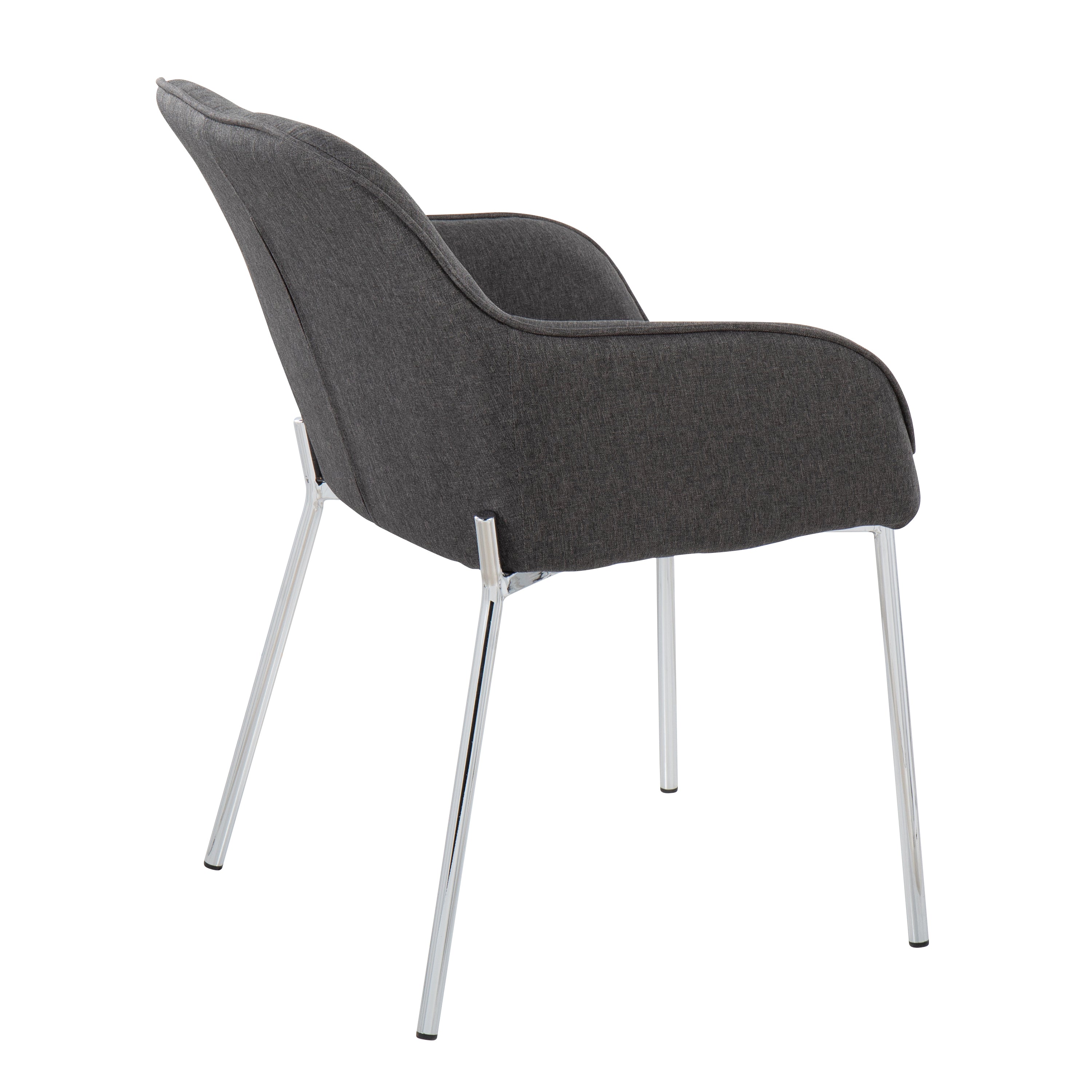 LumiSource Daniella Modern Dining Chairs - Set of 2 Chrome Metal & Charcoal Fabric Upholstered Seats - Perfect for Kitchen, Dining Room or Breakfast Nook Contemporary Furniture