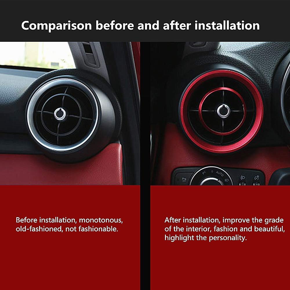 Alfa Romeo Giulia Stelvio Interior Accessories 2015-2023 - Red AC Vent Rings 4pc Set for Car Upgrade