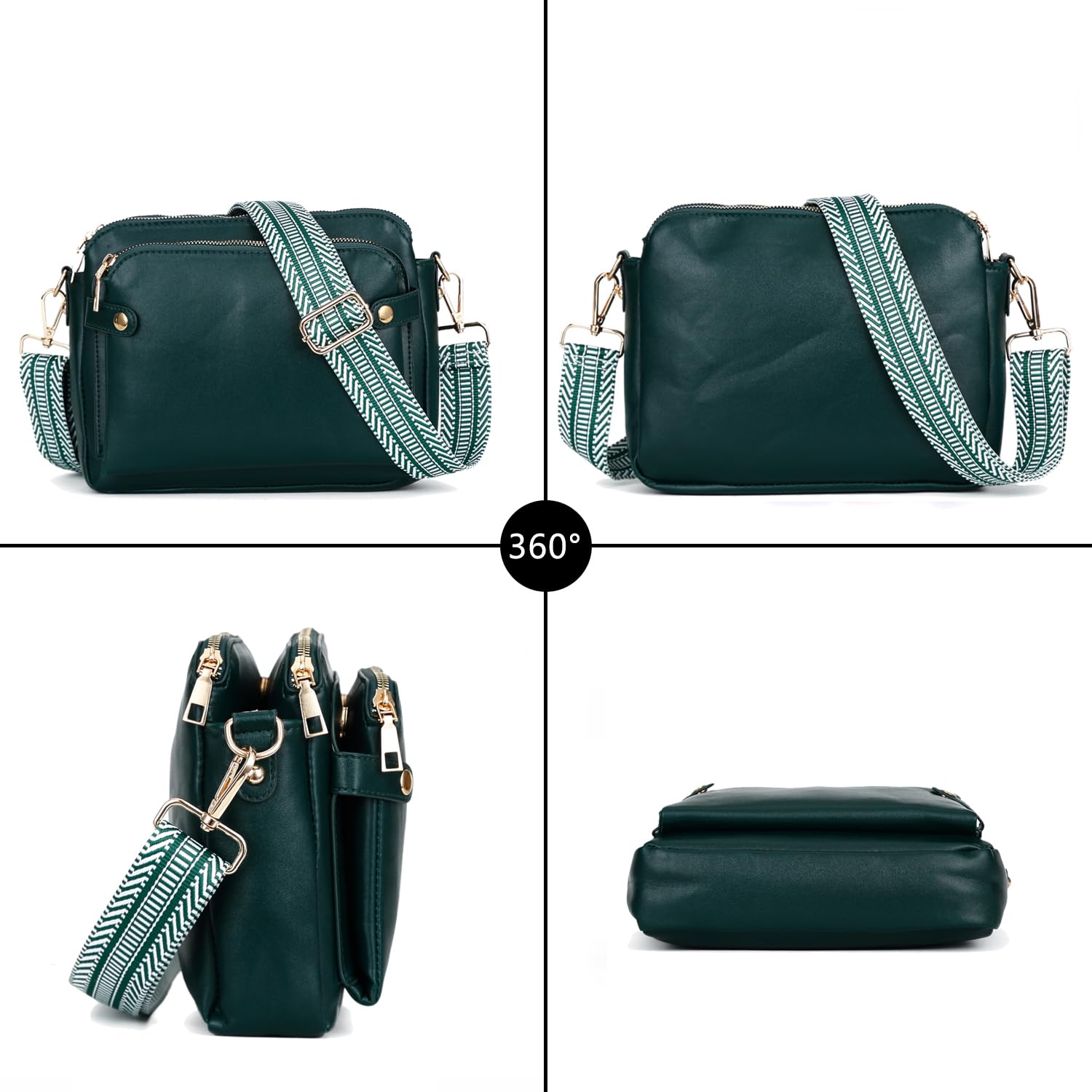 Vegan Leather Crossbody Bags for Women - Adjustable Shoulder Handbag with 2 Straps | Perfect for Work, Travel & Everyday Use