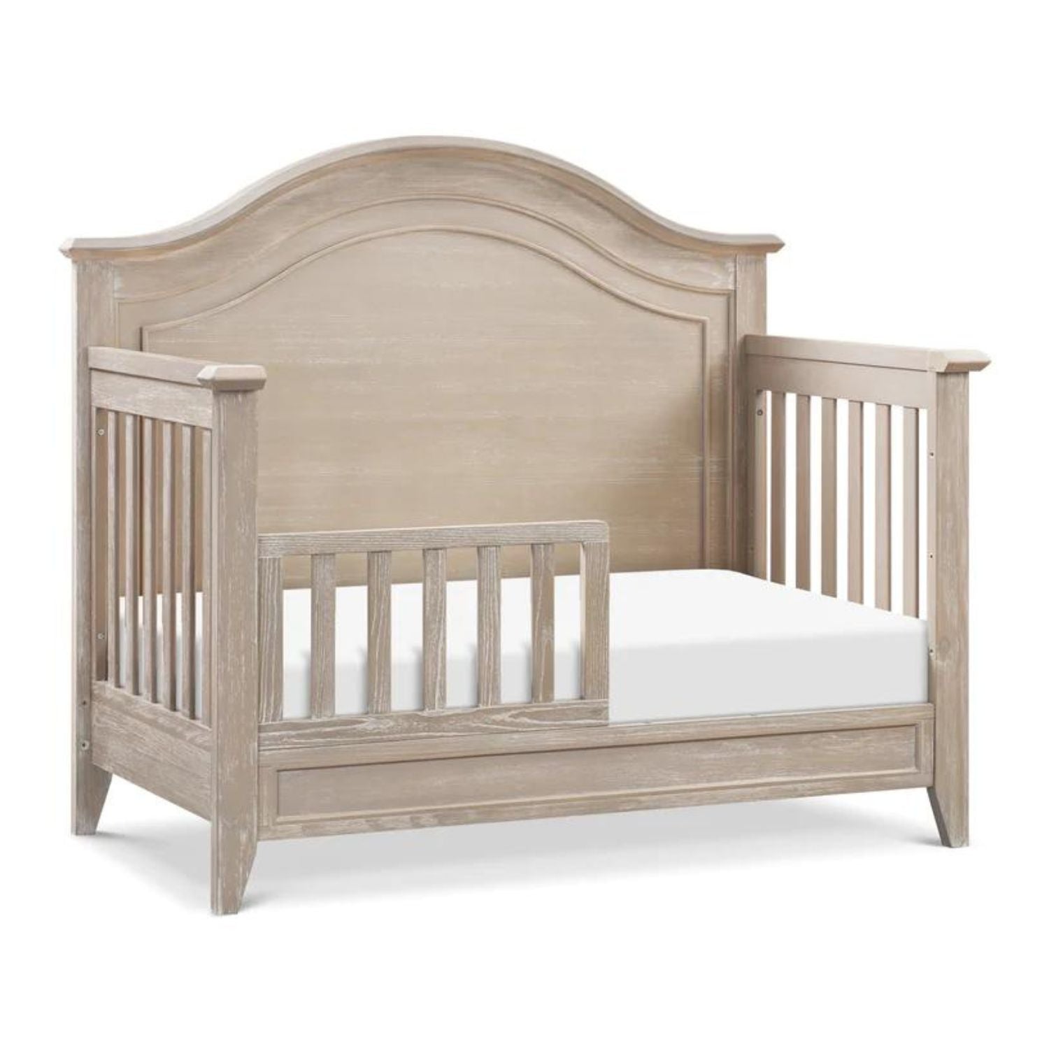 Beckett Rustic 4-in-1 Convertible Curve Top Crib - White Wooden Baby Crib for Nursery | Converts to Toddler Bed, Daybed & Full-Size Bed | Perfect for Modern Farmhouse & Rustic Nursery Decor