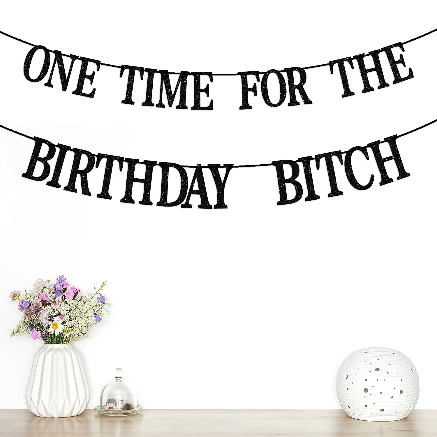 Funny Birthday Banner for Adults - Happy Birthday Bunting Backdrop Sign - Black Party Decorations for Anniversary Celebrations & Adult Birthday Parties - Perfect for Home Decor, Office Parties & Milestone Celebrations