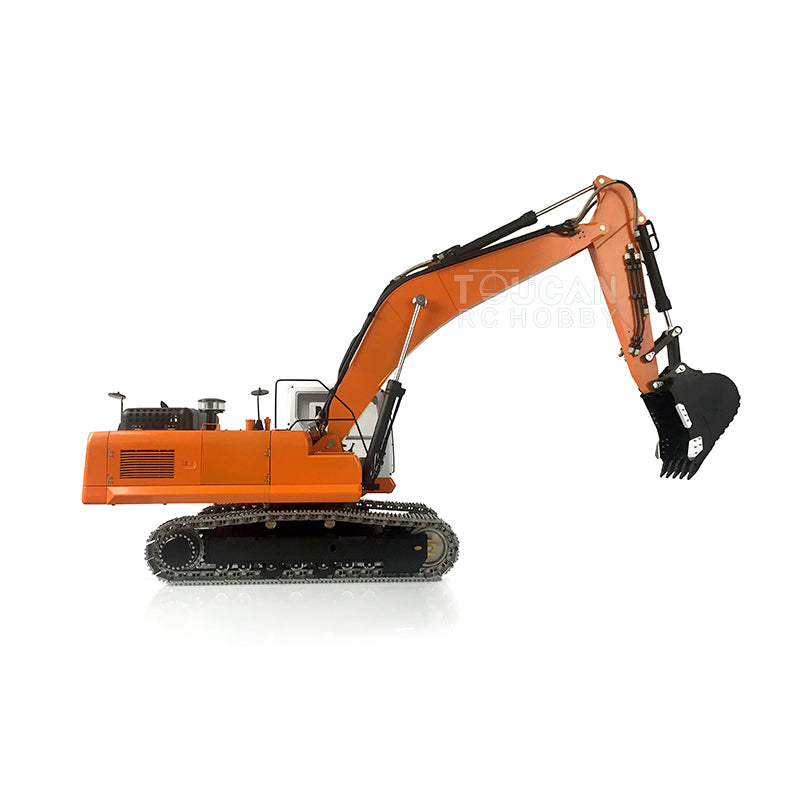 1/14 Scale LESU PC360 Metal Hydraulic RC Excavator with Painted Bucket, Trailer, Scarifier, Compactor & Crusher - 3-Section Arm for Construction Simulation & Professional RC Hobbyists