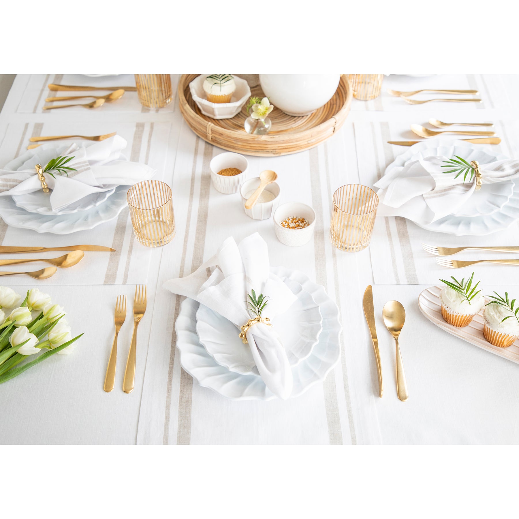 French Striped Cotton Napkins - Premium 12-Pack for Dining, Parties & Home Decor - Elegant Table Setting Accessories