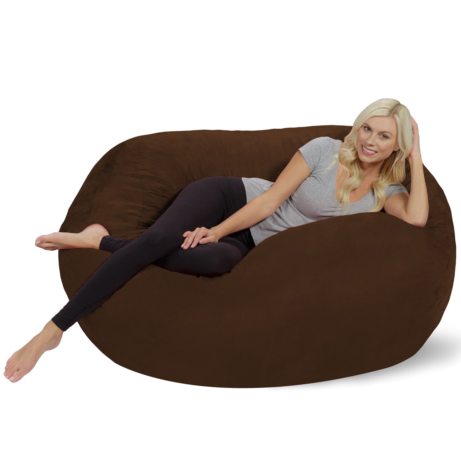 Chill Sack 5-Feet Chocolate Bean Bag Chair - Oversized Memory Foam Lounger for Adults & Teens - Perfect for Living Room, Game Room, Dorm or Bedroom Relaxation