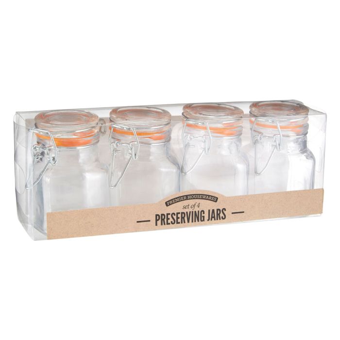 Luca Clip Top Lid Glass Jars Set of 4 - Airtight Food Storage Containers for Kitchen Pantry Organization, Perfect for Storing Coffee, Tea, Spices, and Dry Goods