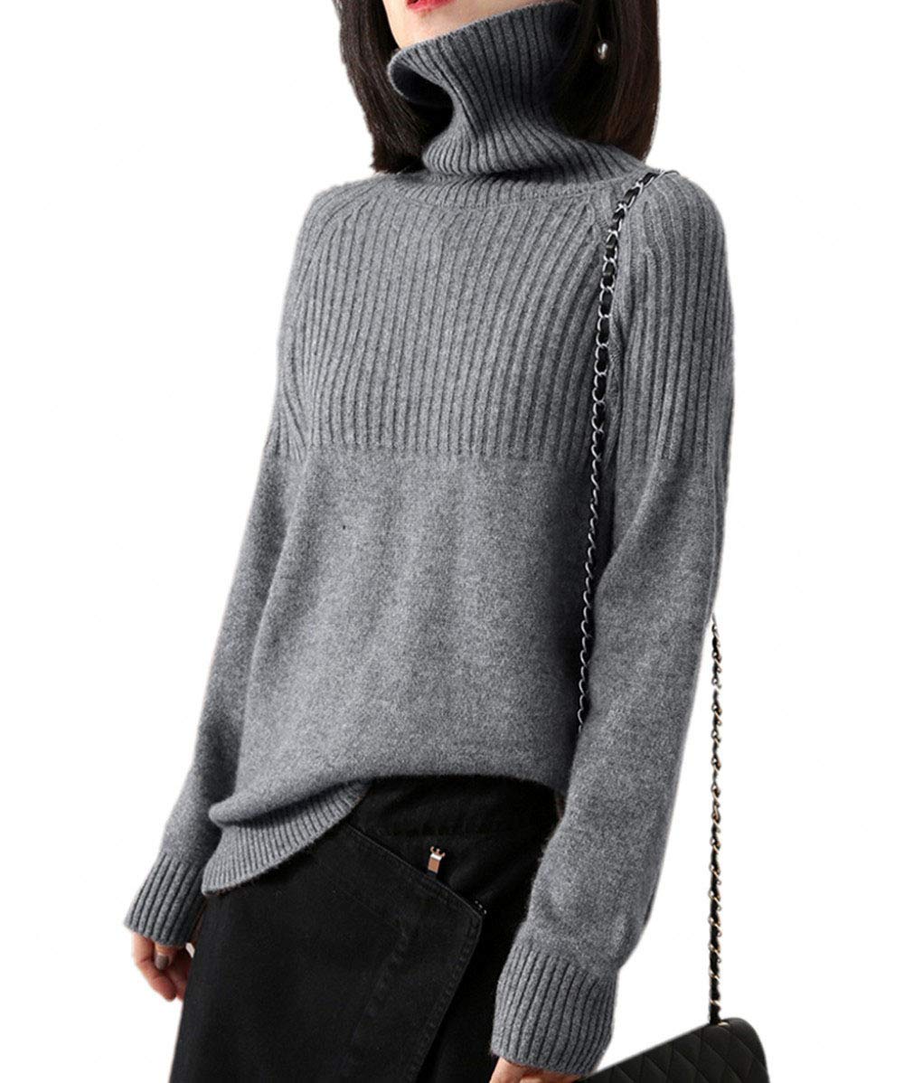 Women's Merino Wool Turtleneck Sweater - Cozy Winter Pullover for Casual Wear