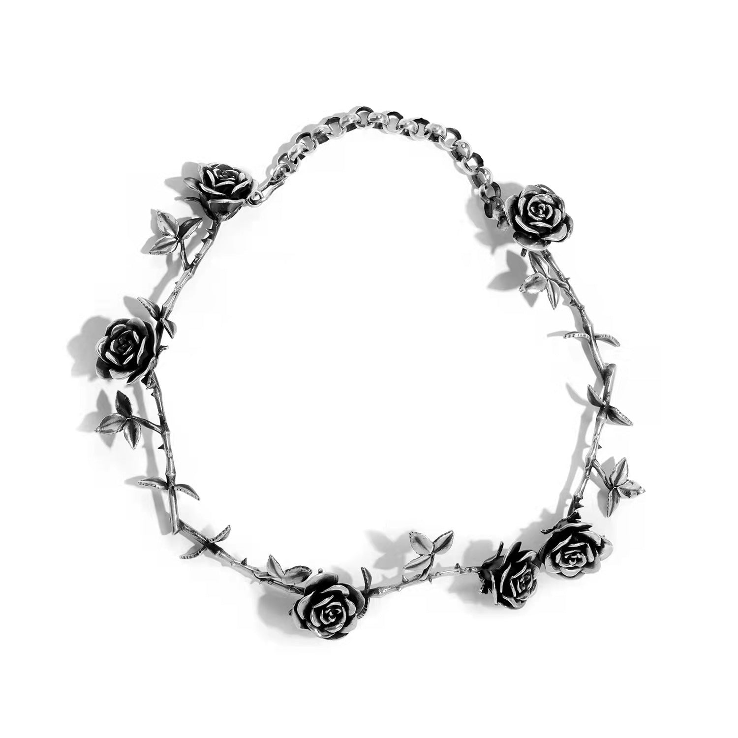 Gothic Rose Choker Necklace in Bronze & Silver | Elegant Vintage Jewelry for Women | Perfect for Halloween, Cosplay, and Gothic Fashion Accessories