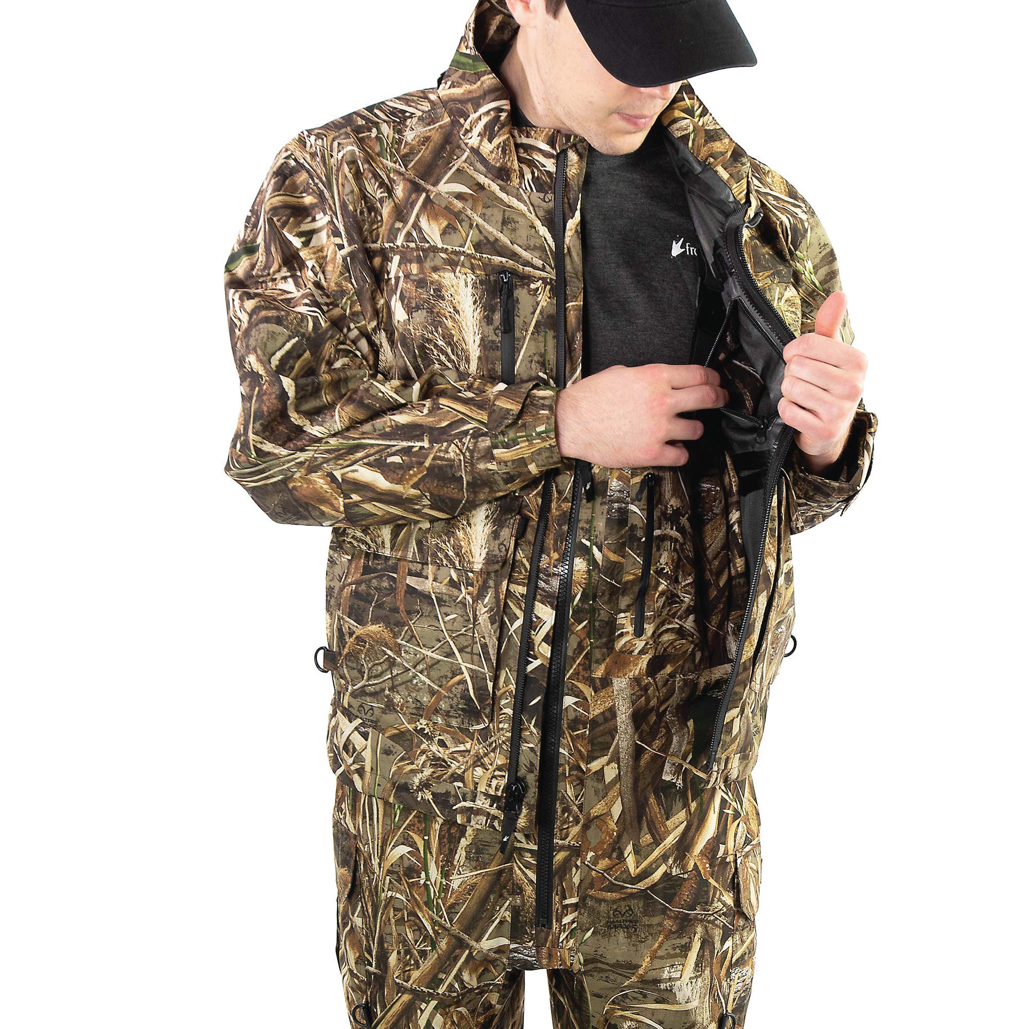 FROGG TOGGS Men's Camo Waterproof Rain Jacket - Lightweight Hunting & Fishing Raincoat for Outdoor Adventures - Compatible with Co-Pilot Puff Jacket & Vest Liners